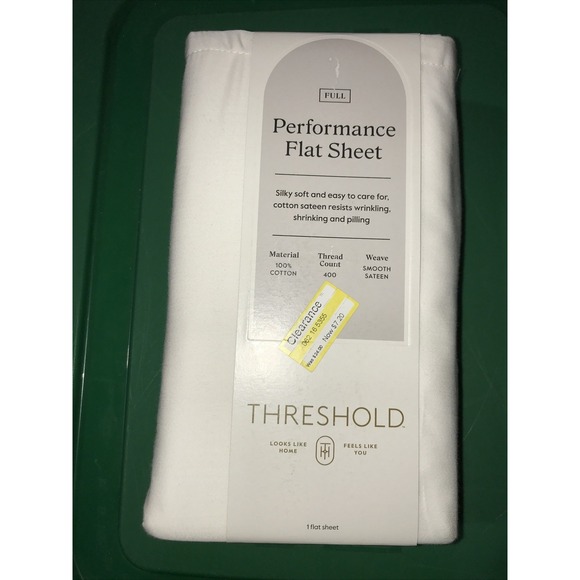 400 Thread Count Full  Performance Flat Sheet Sour Cream - Threshold: Cotton - Picture 1 of 2